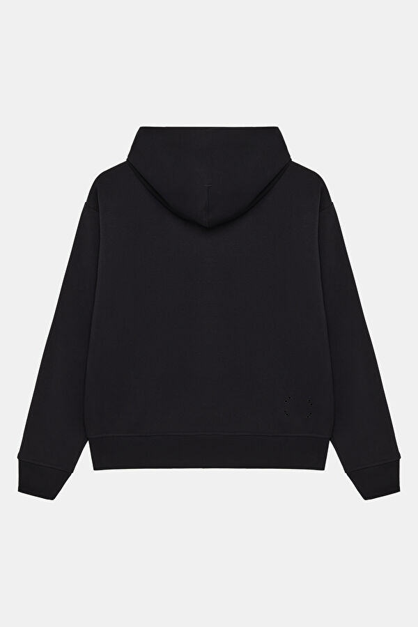 Siyah Kapuşonlu Kadın Sweatshirt 2