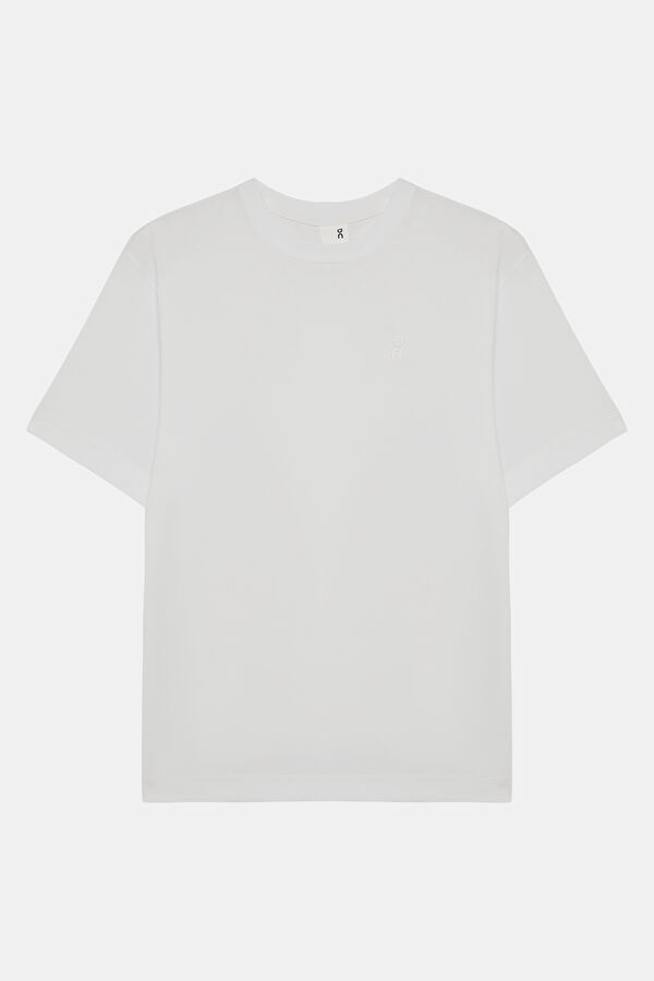 Beyaz Bisiklet Yaka Kadın T-Shirt