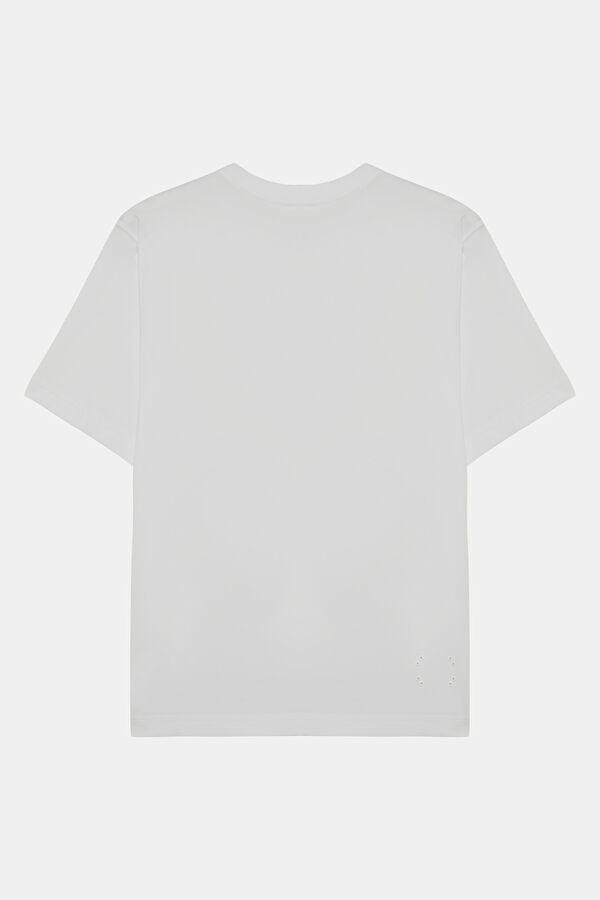 Beyaz Bisiklet Yaka Kadın T-Shirt 2