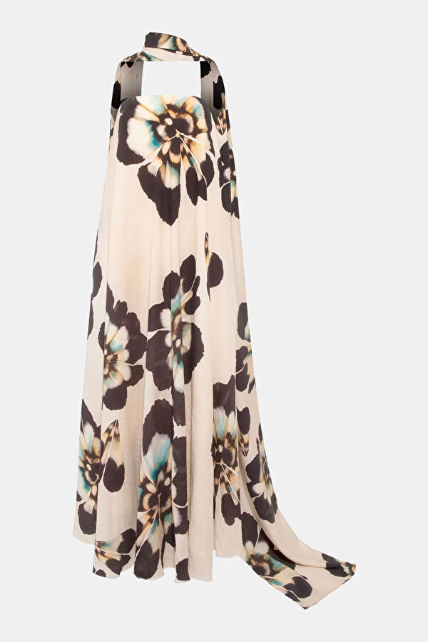 Multicolored Patterned Maxi Women's Dress
