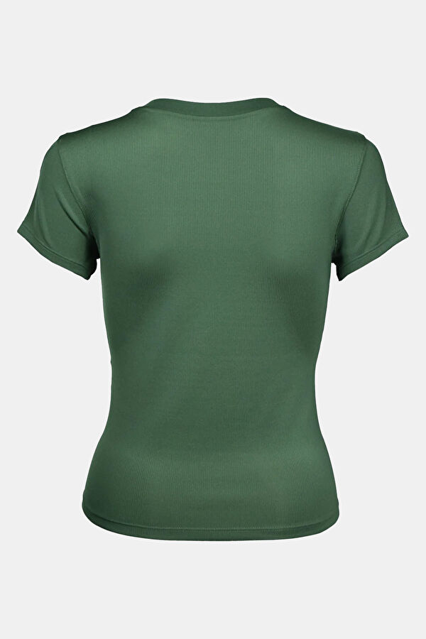 Yeşil Bisiklet Yaka Kadın T-Shirt 2