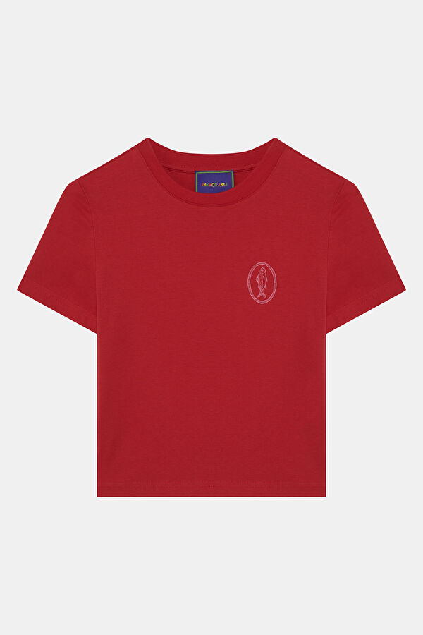 Red Crew Neck Printed Children's T-Shirt