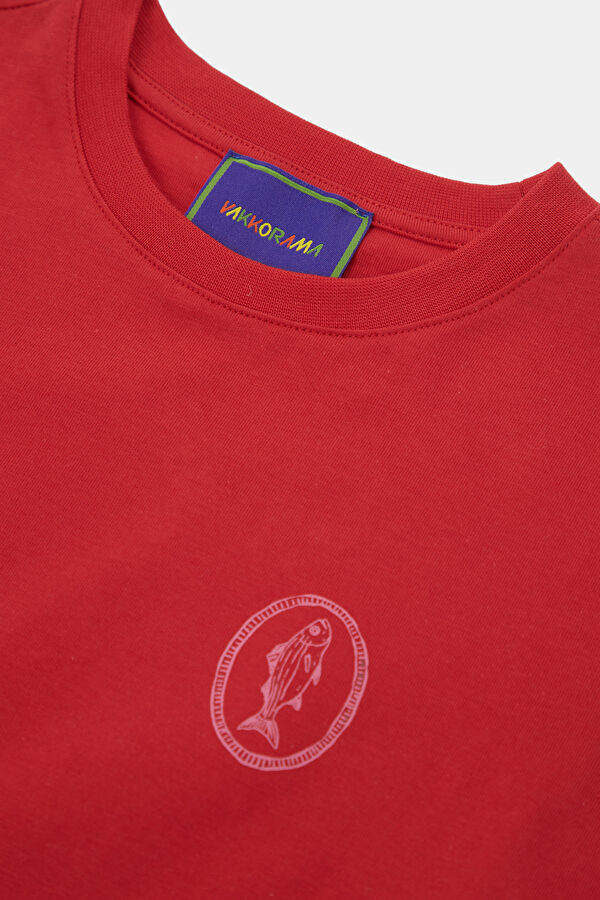 Red Crew Neck Printed Children's T-Shirt 3