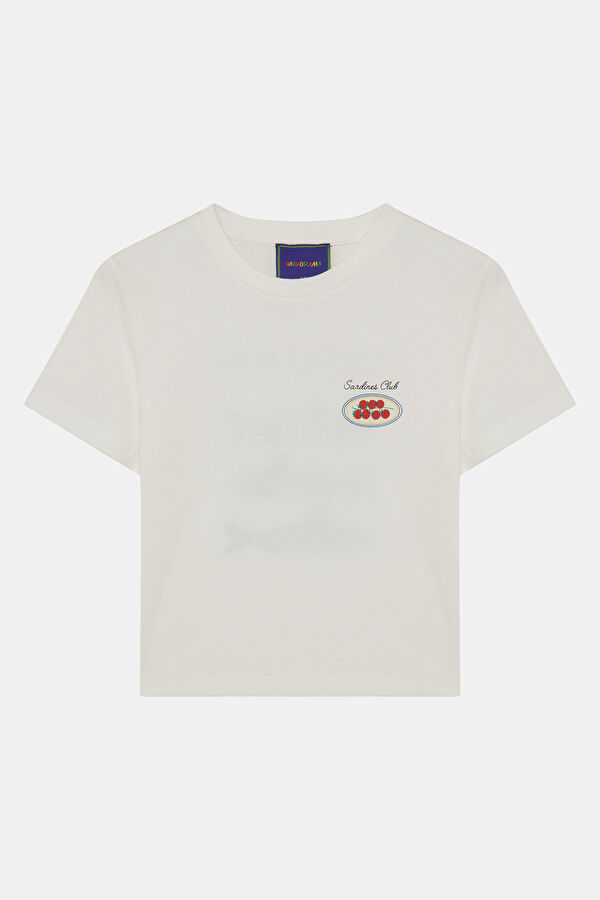 White Crew Neck Printed Kids T-Shirt