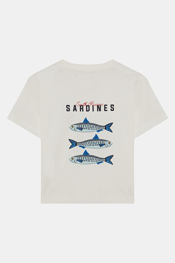 White Crew Neck Printed Kids T-Shirt 2