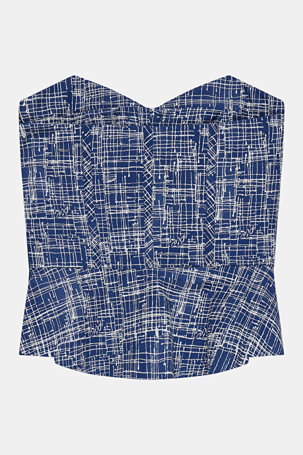 Navy Patterned Women's Blouse 2