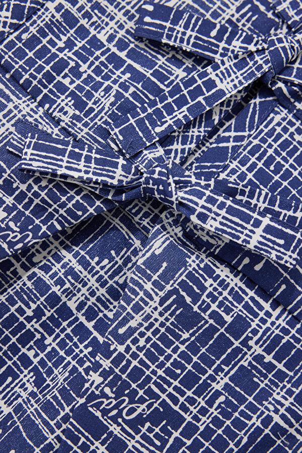 Navy Patterned Women's Blouse 4