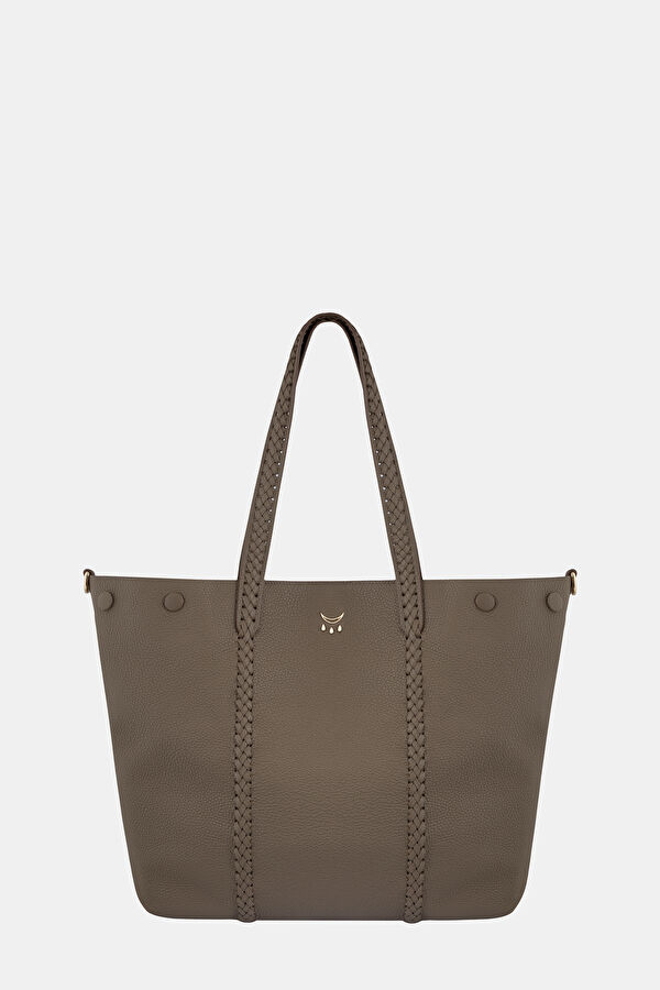Hemithea Dark Beige Leather Bag