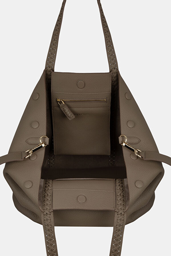 Hemithea Dark Beige Leather Bag 3