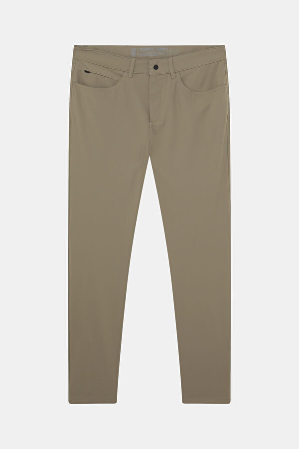 Relax Fit Beige Straight Leg Men's Pants