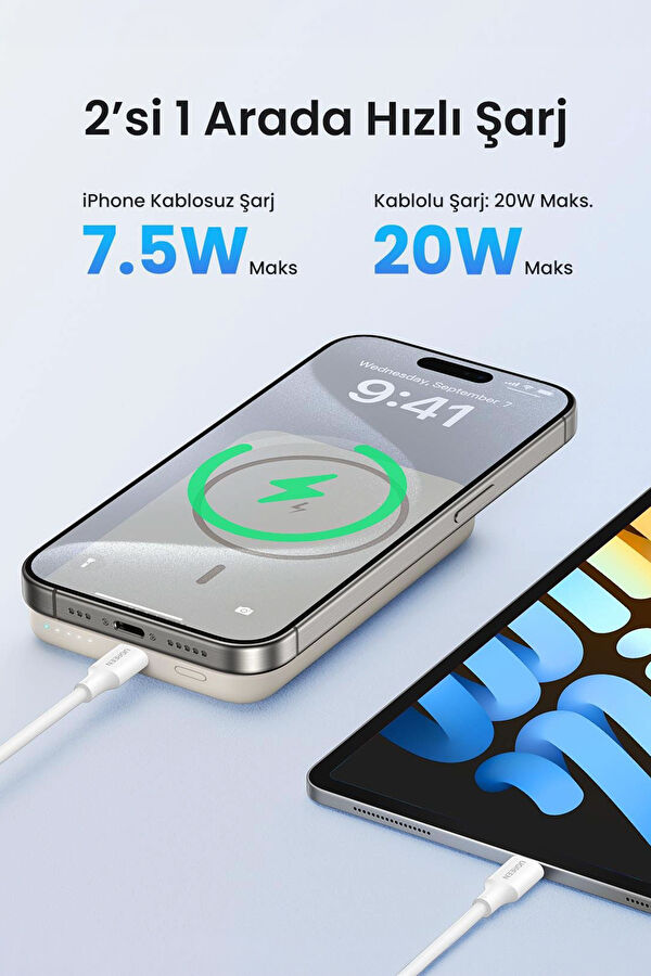 10.000 mAh 20W Magsafe Wireless Kablosuz Hızlı Powerbank 6