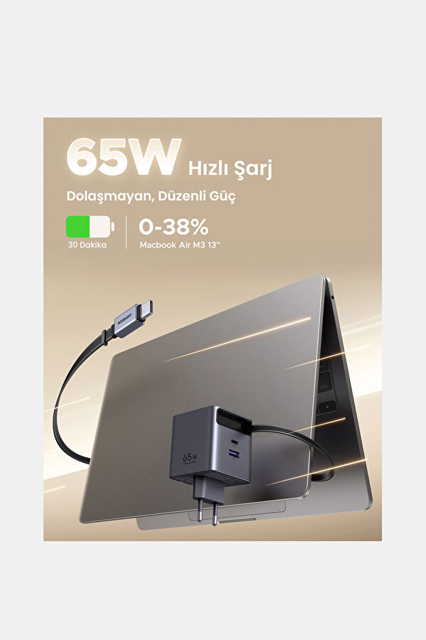 65W GaN Fast Charger with Retractable Cable 11