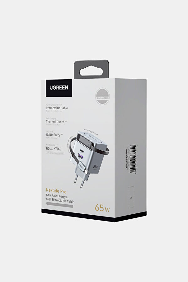 65W GaN Fast Charger with Retractable Cable 12