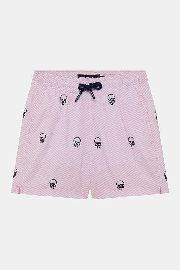 Multicolored Embroidered Elasticated Children's Swimsuit