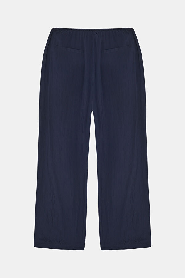 Navy Blue Straight Viscose Women's Pants 2