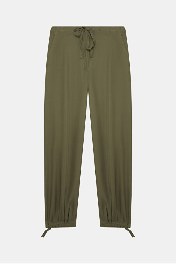 Khaki Straight Viscose Pants