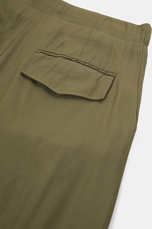 Khaki Straight Viscose Pants 5