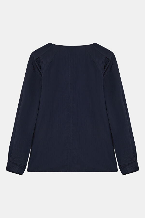 Navy Blue Long-Sleeved Women's Blouse 2