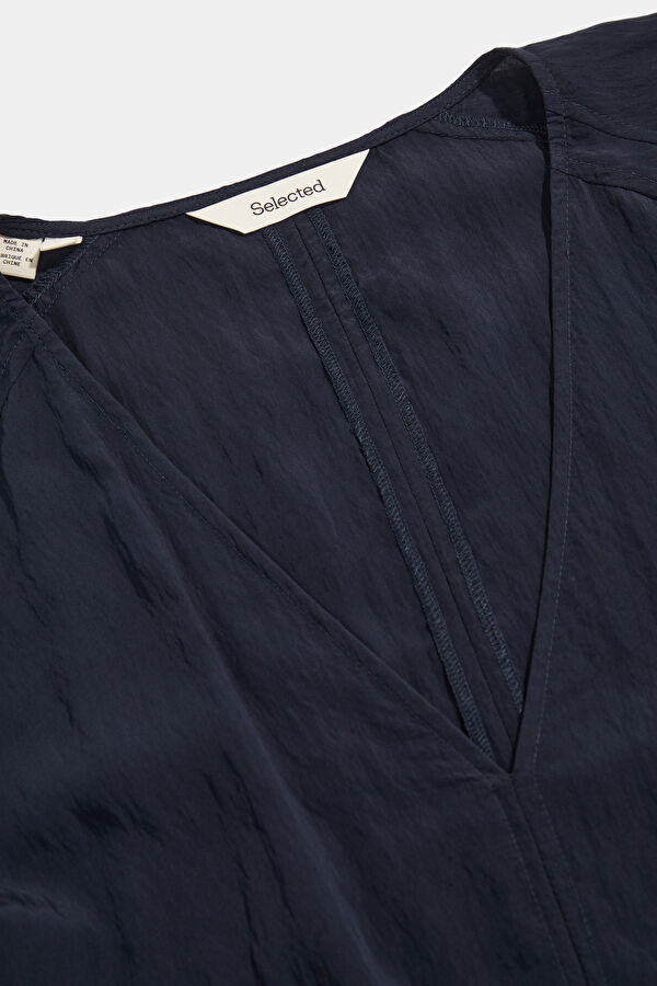 Navy Blue Long-Sleeved Women's Blouse 3