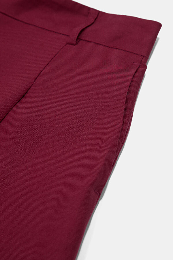 Bordo Straight Kadın Pantolon 4