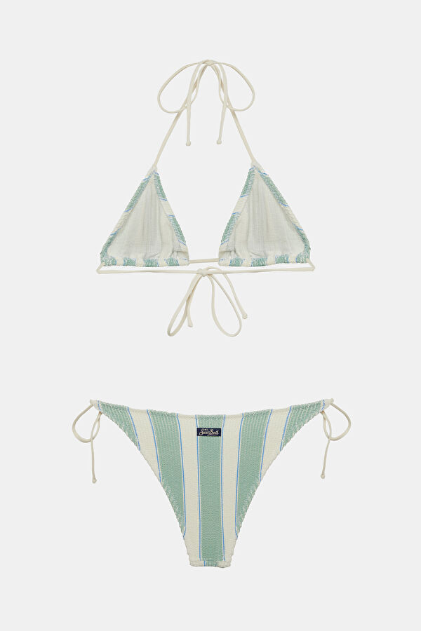 Green Striped Tie-Up Women's Bikini 2