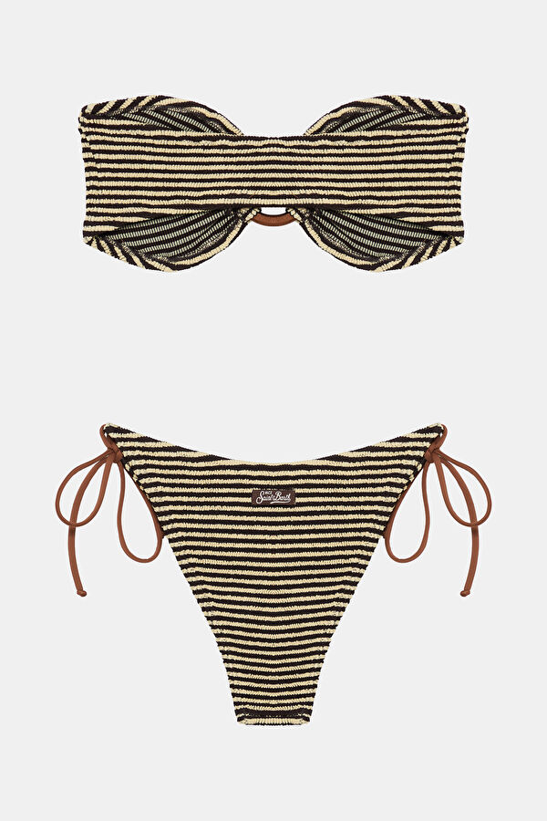 Vizon Çizgili Desenli Bağlamalı Kadın Bikini 2