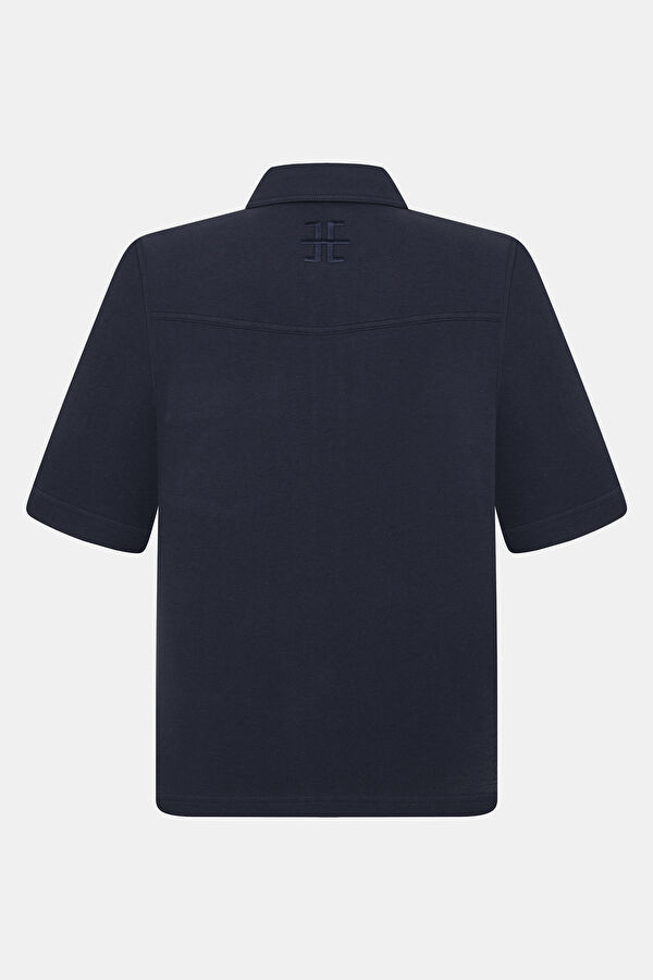 Lacivert Polo Yaka Kadın T-Shirt 2