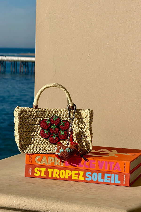 Tomato Mini Tote Natural Raffia Bag 2