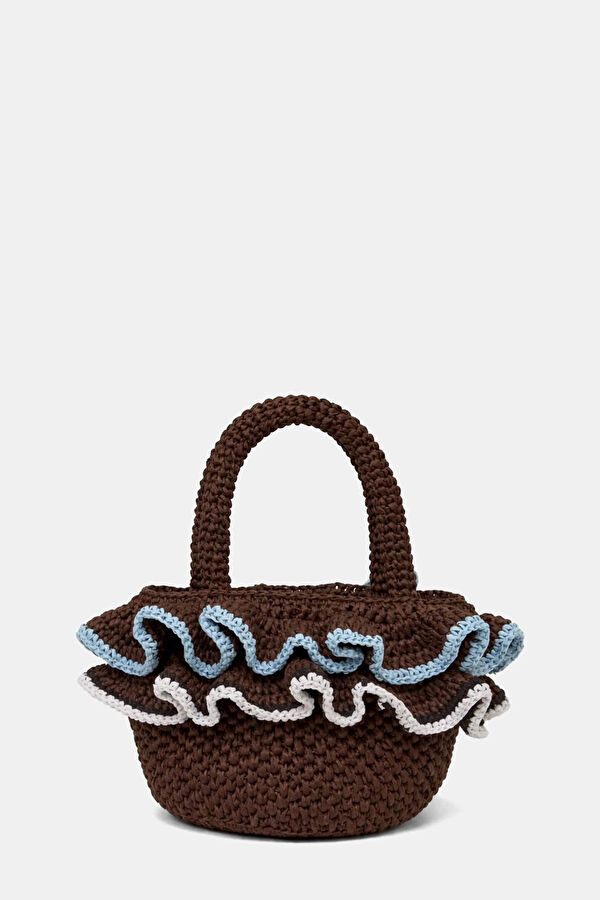 Ruffle Basket Coffee Raffia Bag