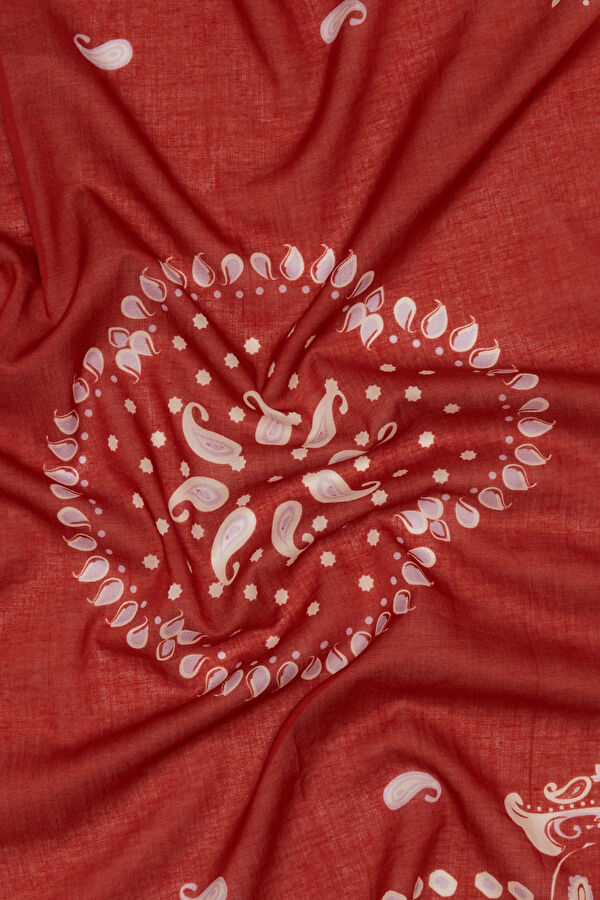 Dark Red Patterned Scarf 2