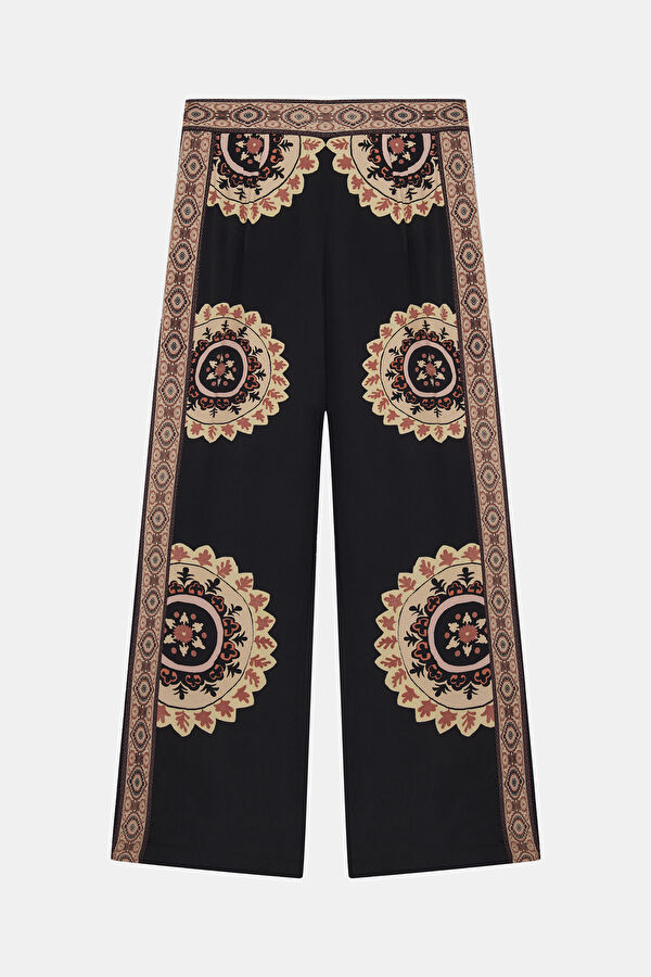 Black Wide Leg Viscose Women's Pants 2