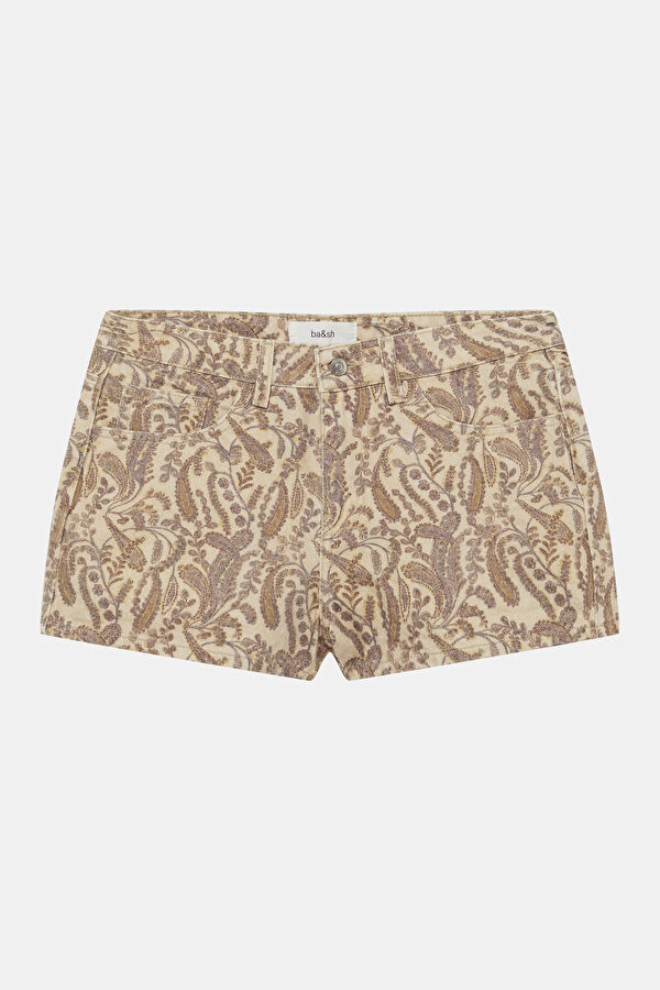 Ecru Patterned Women's Shorts