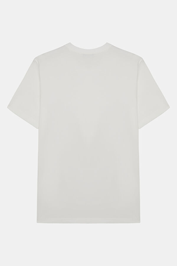 Relax Kalıp Beyaz Bisiklet Yaka Erkek T-Shirt 2