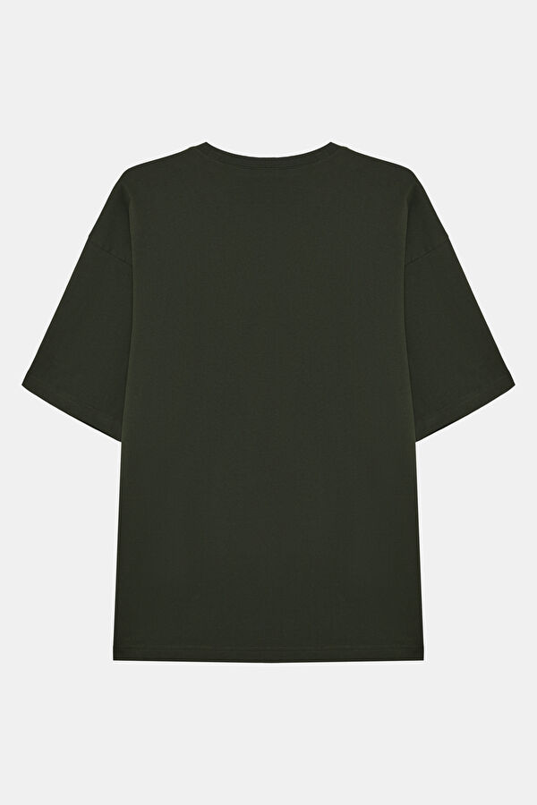 Relax Fit Khaki Crew Neck Men's T-Shirt 2