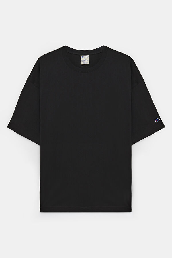 Relax Kalıp Siyah Bisiklet Yaka Erkek T-Shirt