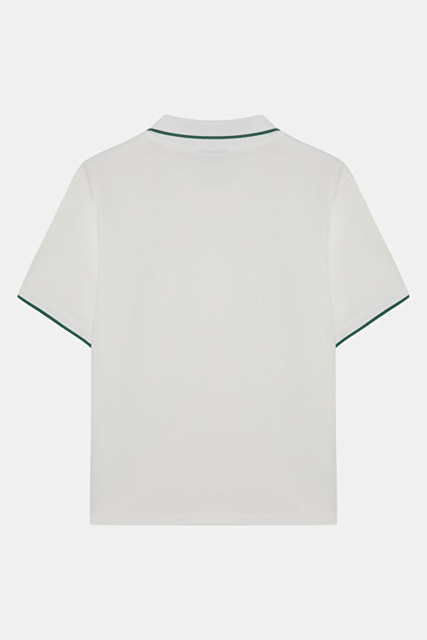 Beyaz Polo Yaka Kadın T-Shirt 2