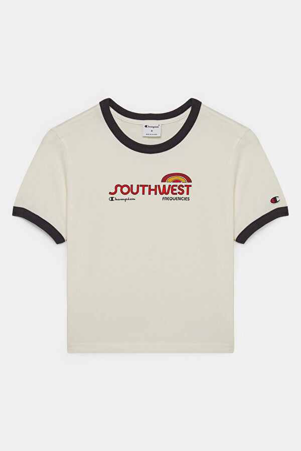 Bej Bisiklet Yaka Kadın T-Shirt