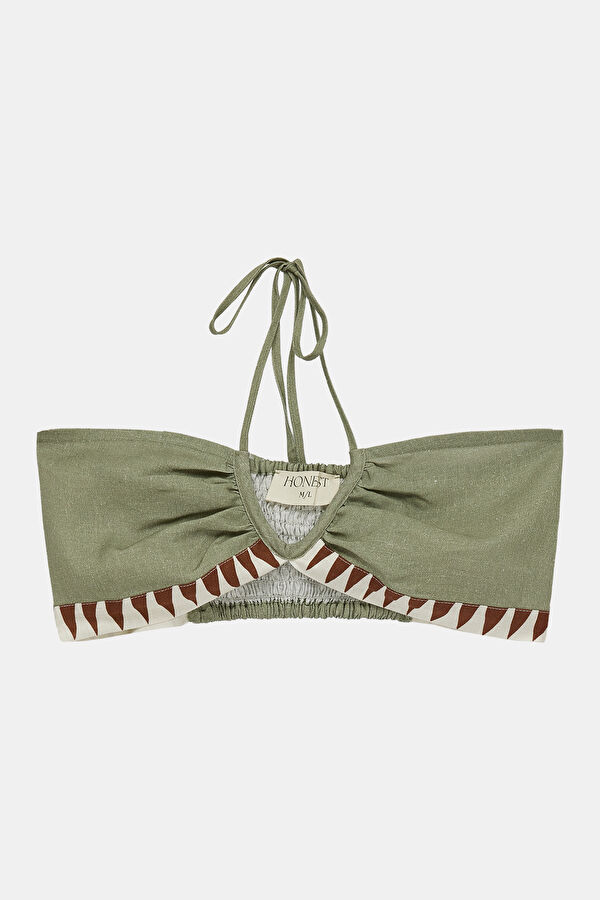 Light Green Patterned Strappy Women's Blouse