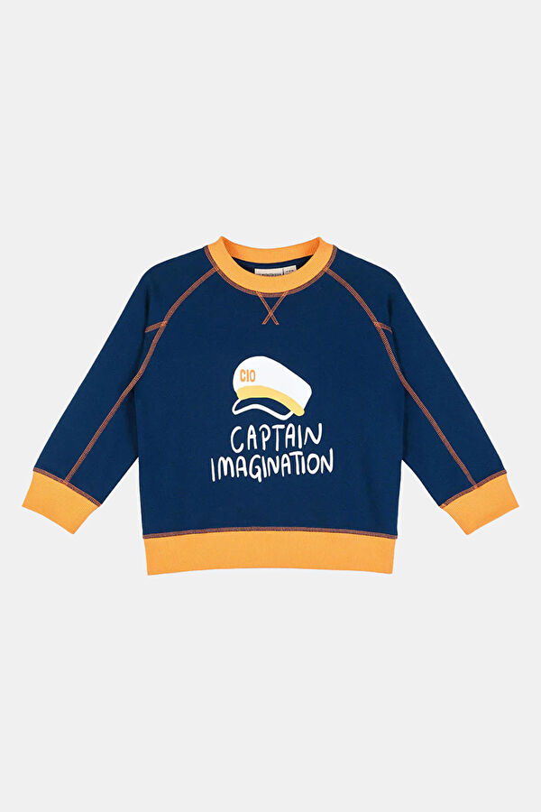 Koyu Lacivert Bisiklet Yaka Çocuk Sweatshirt