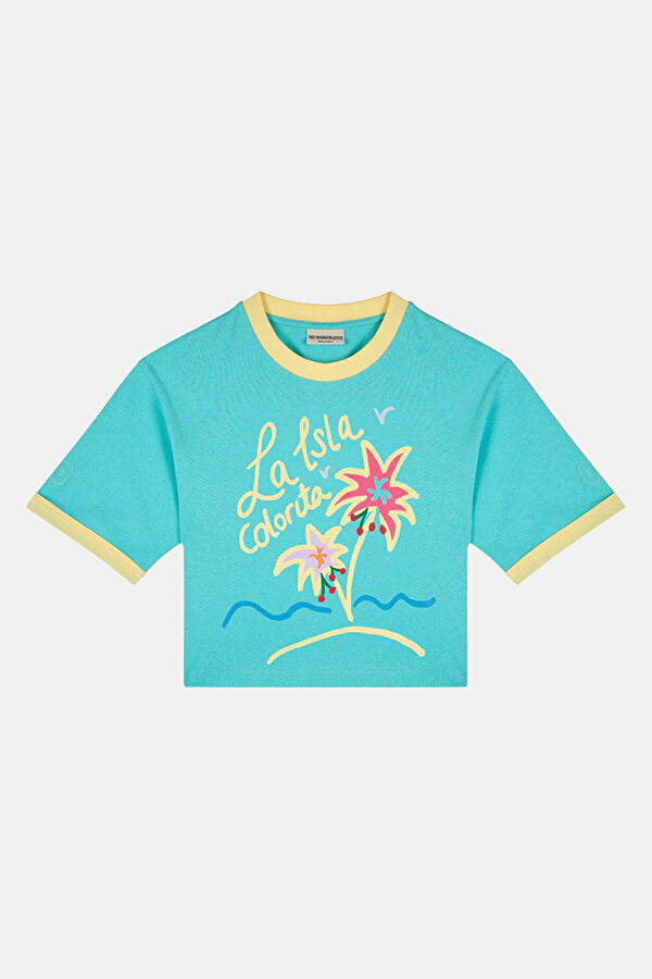 Mavi Bisiklet Yaka Desenli Çocuk T-Shirt