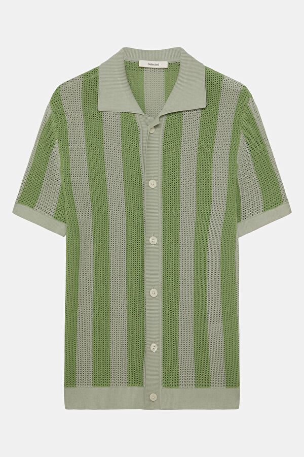 Açık Yeşil Polo Yaka Çizgili Erkek T-Shirt