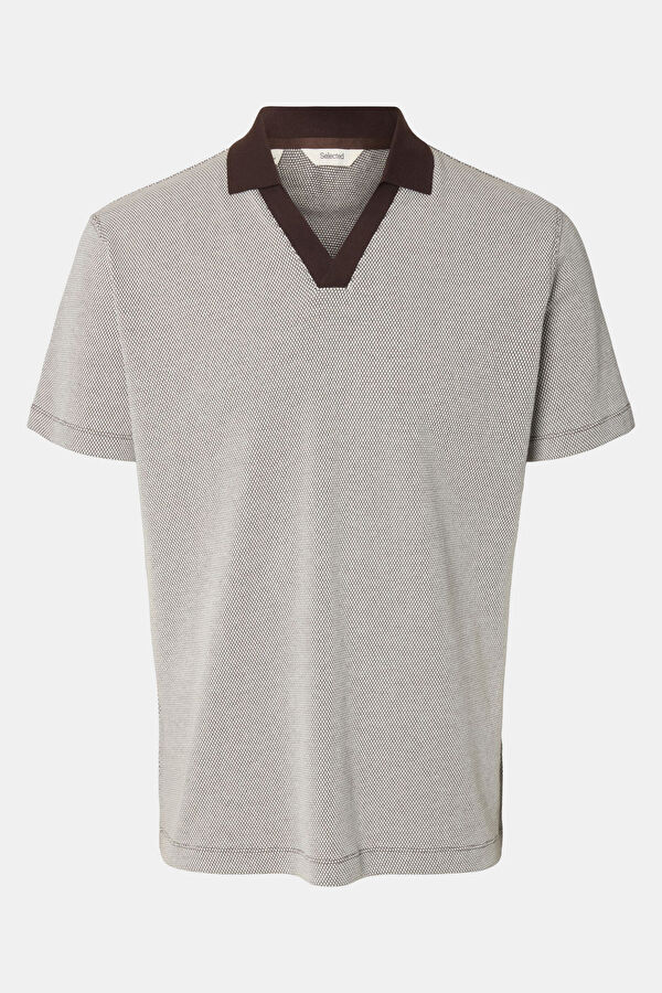 Kahve Polo Yaka Çizgili Erkek T-Shirt