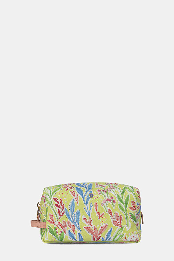 Multicolored Patterned Leather Makeup Bag