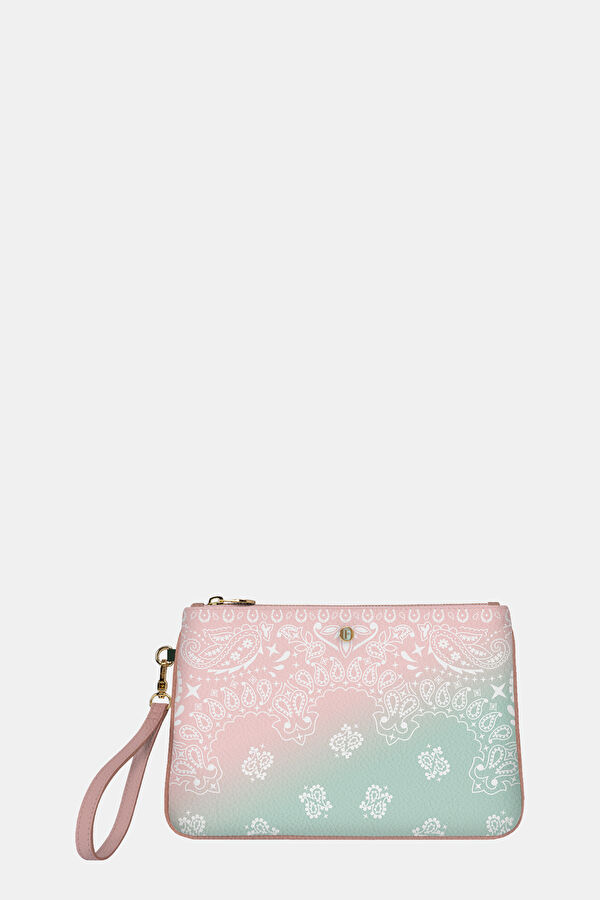 Mint Patterned Leather Clutch