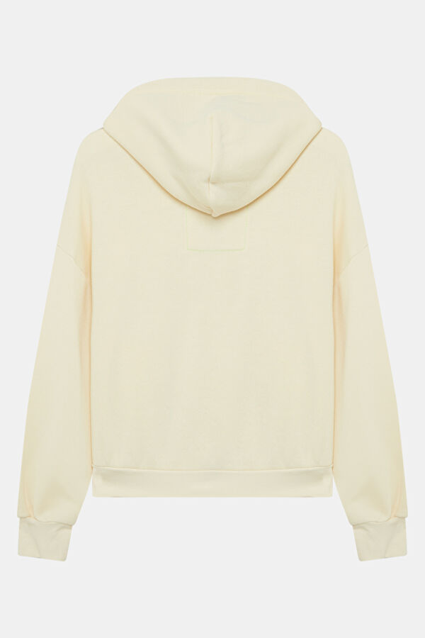 Krem Kapuşonlu Kadın Sweatshirt 2