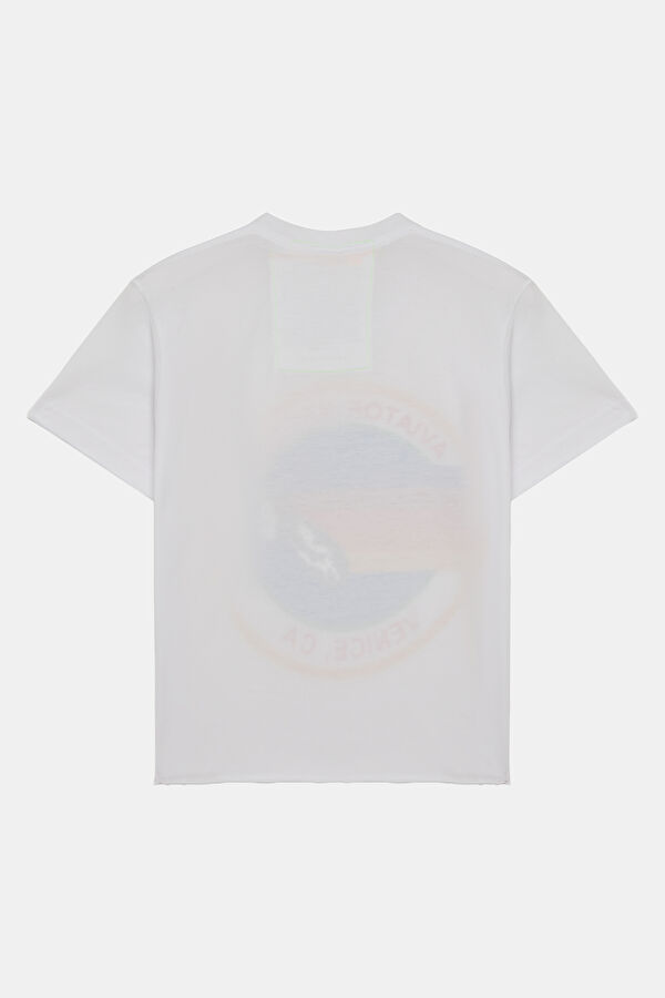 Açık Mavi Bisiklet Yaka Baskılı Kadın T-Shirt 2