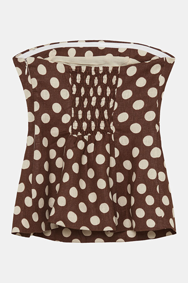 Brown Polka Dot Women's Blouse 2