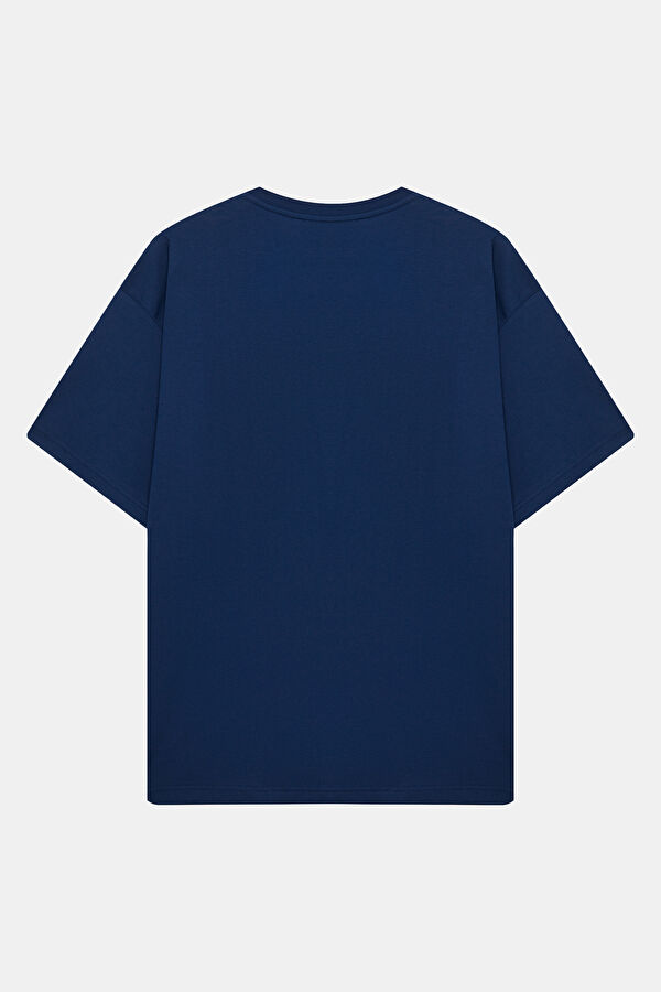 Relax Kalıp Bordo Bisiklet Yaka Baskılı Erkek T-Shirt 2