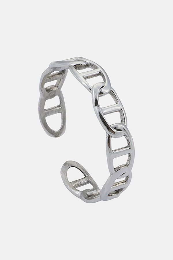 Silver Plated Bar Chain Ring