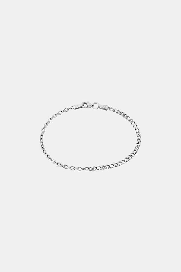 Silver Plated Curb Cable Chain Bracelet